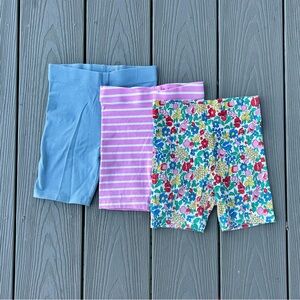 Mini Boden bike shorts set of 3 - blue, pink stripe, floral